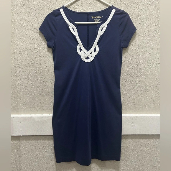 Lilly Pulitzer Navy and White Brewster T-Shirt Dress XS (read description) - Picture 2 of 7